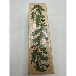 Holly Berry Border wood rubber stamp All Night Media 627G Christmas holiday